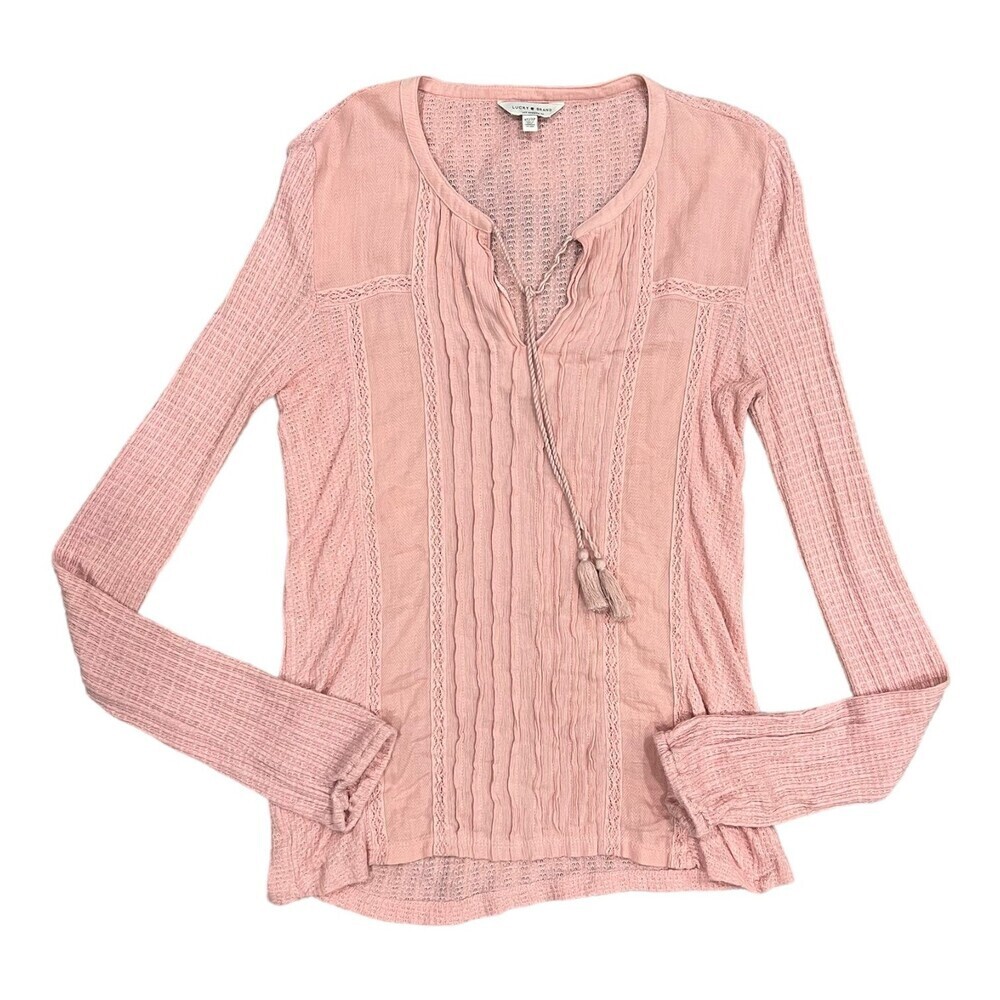Lucky Brand Pink Drop Needle Boho Top XS